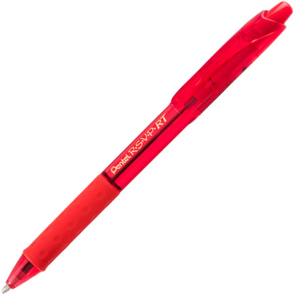 RSVP RT COLORS Retractable Ballpoint Pen, (1.0mm) Medium Line, Red Barrel, Red Ink (BK93CRB-B)