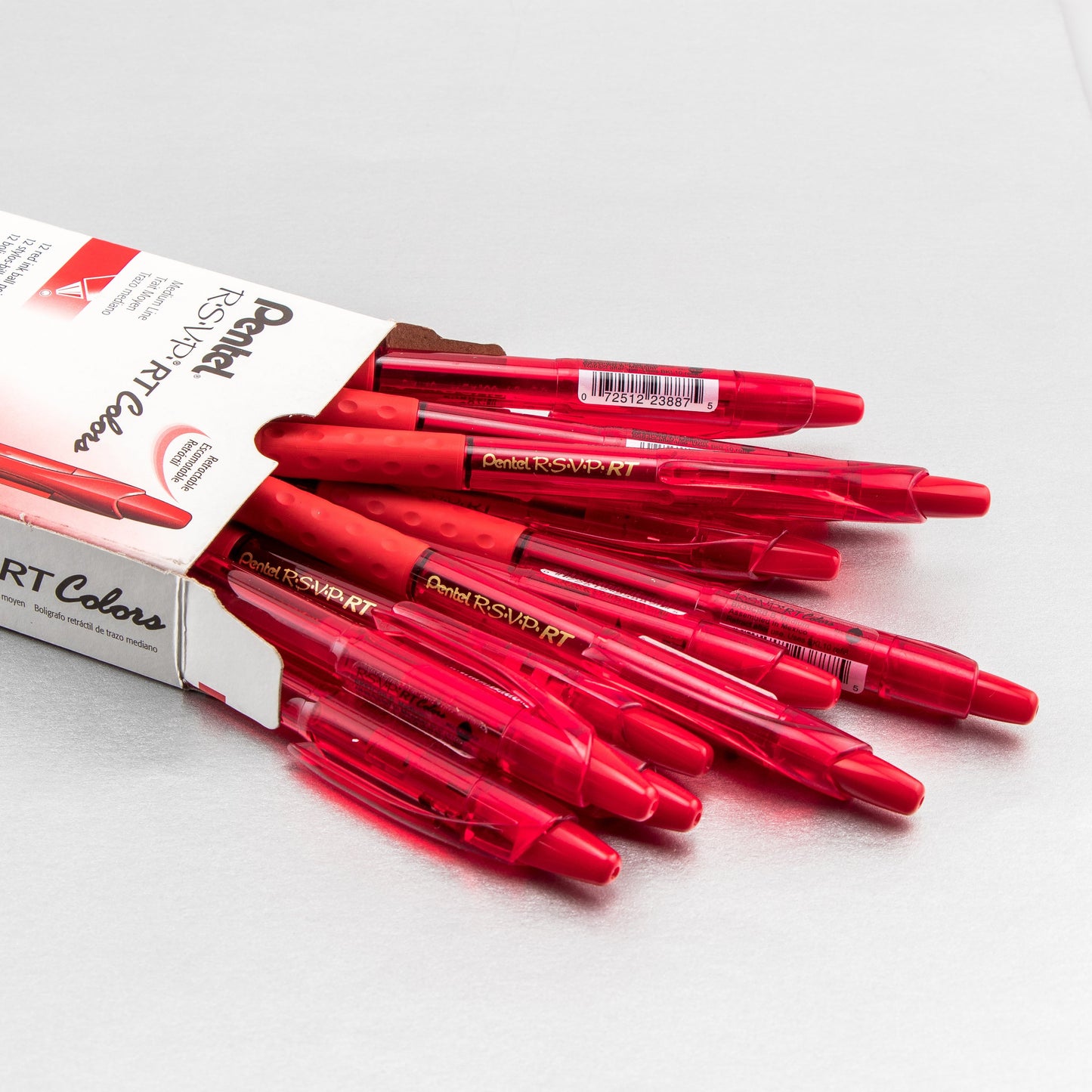 RSVP RT COLORS Retractable Ballpoint Pen, (1.0mm) Medium Line, Red Barrel, Red Ink (BK93CRB-B)