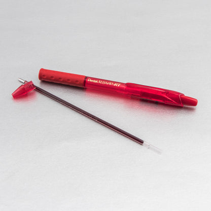 RSVP RT COLORS Retractable Ballpoint Pen, (1.0mm) Medium Line, Red Barrel, Red Ink (BK93CRB-B)
