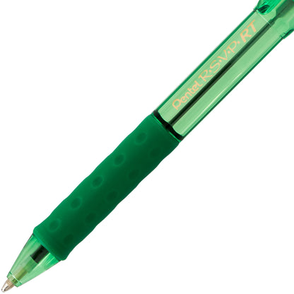RSVP RT COLORS Retractable Ballpoint Pen, (1.0mm) Medium Line, Green Barrel, Green Ink (BK93CRD-D)