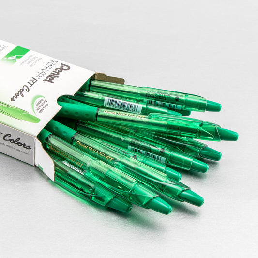 RSVP RT COLORS Retractable Ballpoint Pen, (1.0mm) Medium Line, Green Barrel, Green Ink (BK93CRD-D)