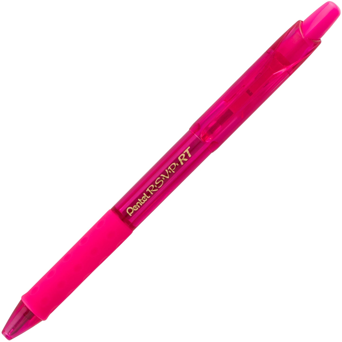 RSVP RT COLORS Retractable Ballpoint Pen, (1.0mm) Medium Line, Pink Barrel, Pink Ink (BK93CRP-P)