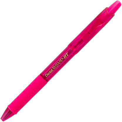 RSVP RT COLORS Retractable Ballpoint Pen, (1.0mm) Medium Line, Pink Barrel, Pink Ink (BK93CRP-P)