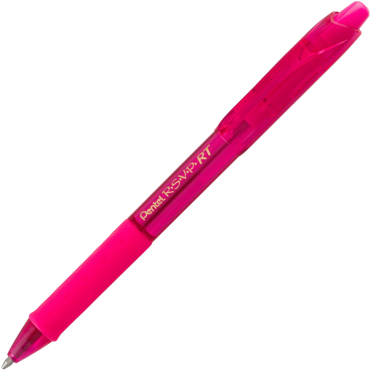 RSVP RT COLORS Retractable Ballpoint Pen, (1.0mm) Medium Line, Pink Barrel, Pink Ink (BK93CRP-P)