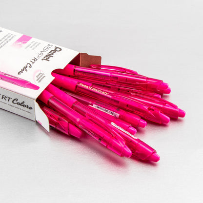 RSVP RT COLORS Retractable Ballpoint Pen, (1.0mm) Medium Line, Pink Barrel, Pink Ink (BK93CRP-P)
