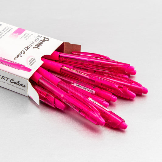 RSVP RT COLORS Retractable Ballpoint Pen, (1.0mm) Medium Line, Pink Barrel, Pink Ink (BK93CRP-P)