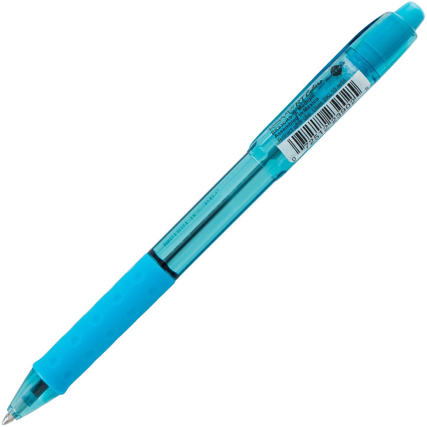 RSVP RT COLORS Retractable Ballpoint Pen, (1.0mm) Medium Line, Sky Blue Barrel, Sky Blue Ink (BK93CRS-S)