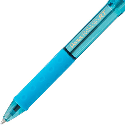 RSVP RT COLORS Retractable Ballpoint Pen, (1.0mm) Medium Line, Sky Blue Barrel, Sky Blue Ink (BK93CRS-S)