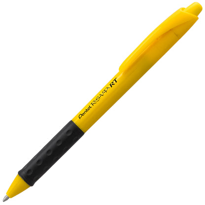 RSVP RT Retractable Ballpoint Pen, (1.0mm) Medium Line, Safety Color Yellow Barrel, Black Ink (BK93HDG-A)
