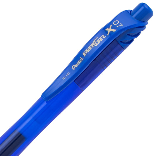 EnerGel-X Retractable Liquid Gel Pen, (0.7mm) Metal Tip, Medium Line, Blue Ink (BL107-C)