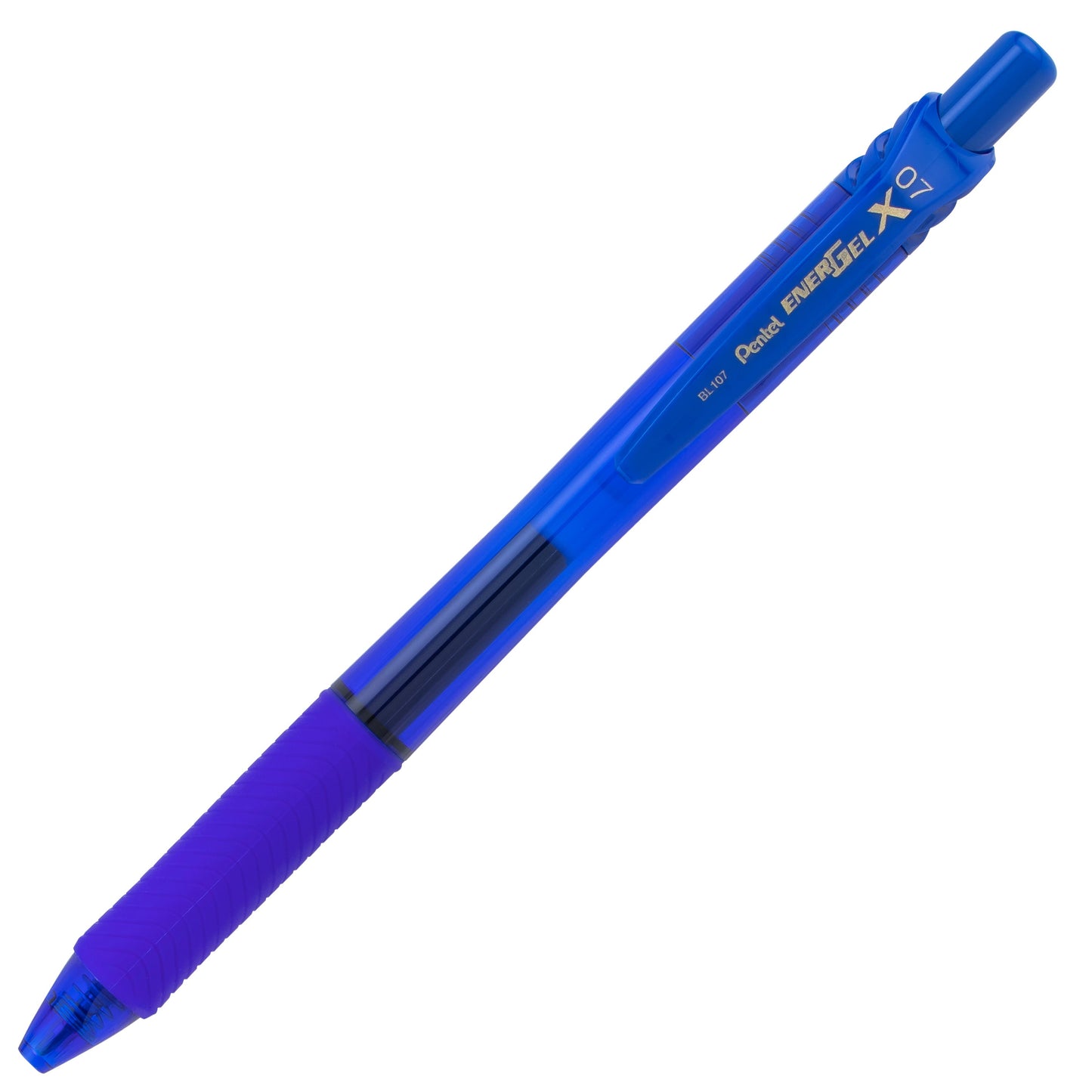EnerGel-X Retractable Liquid Gel Pen, (0.7mm) Metal Tip, Medium Line, Blue Ink (BL107-C)
