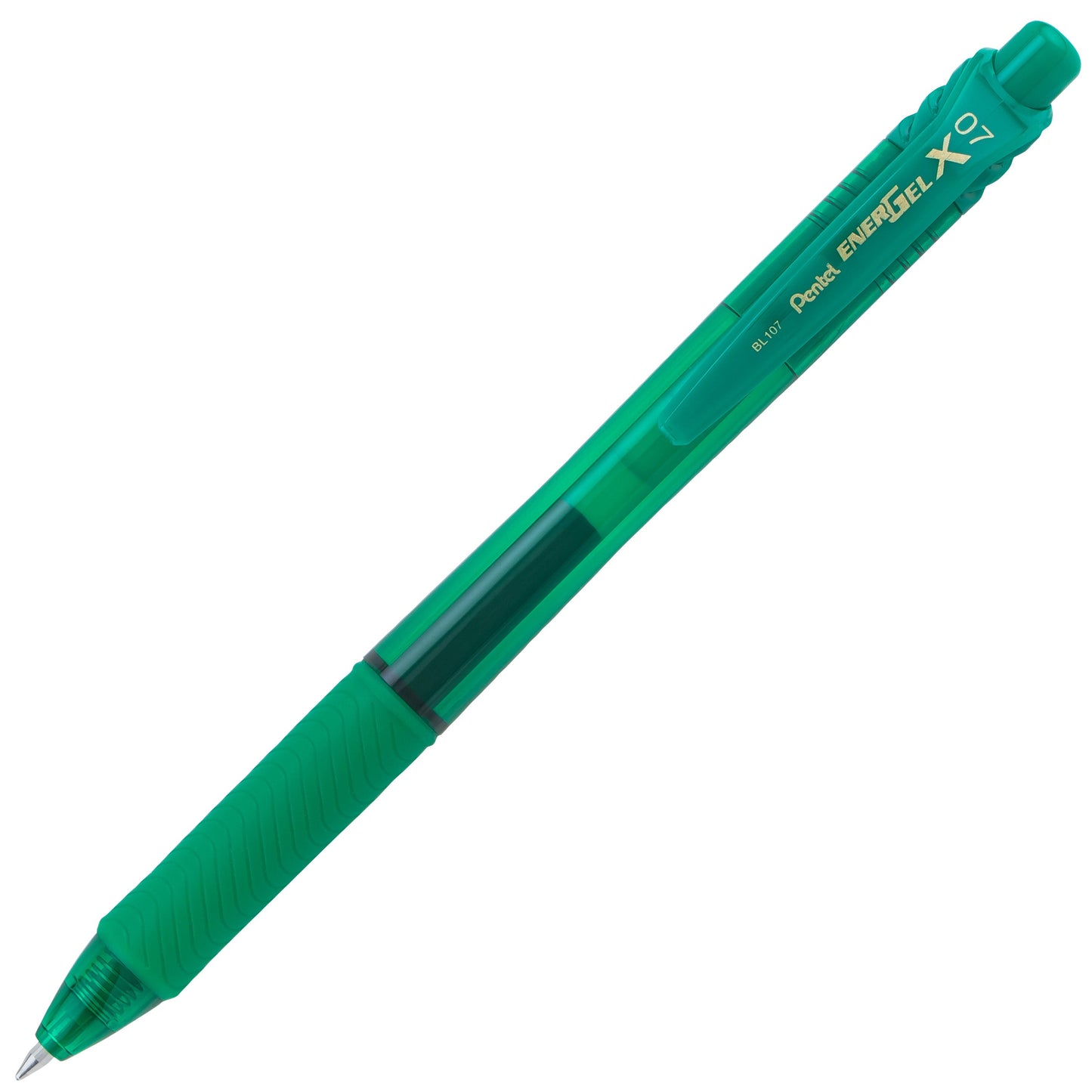 EnerGel-X Retractable Liquid Gel Pen, (0.7mm) Metal Tip, Medium Line, Green Ink (BL107-D)