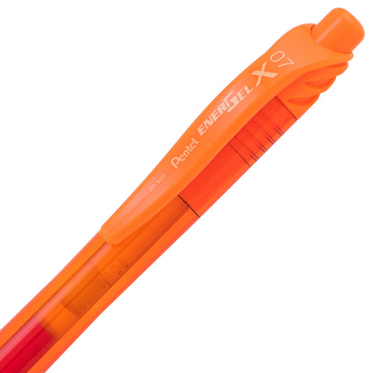 EnerGel-X Retractable Liquid Gel Pen, (0.7mm) Metal Tip, Medium Line, Orange Ink (BL107-F)