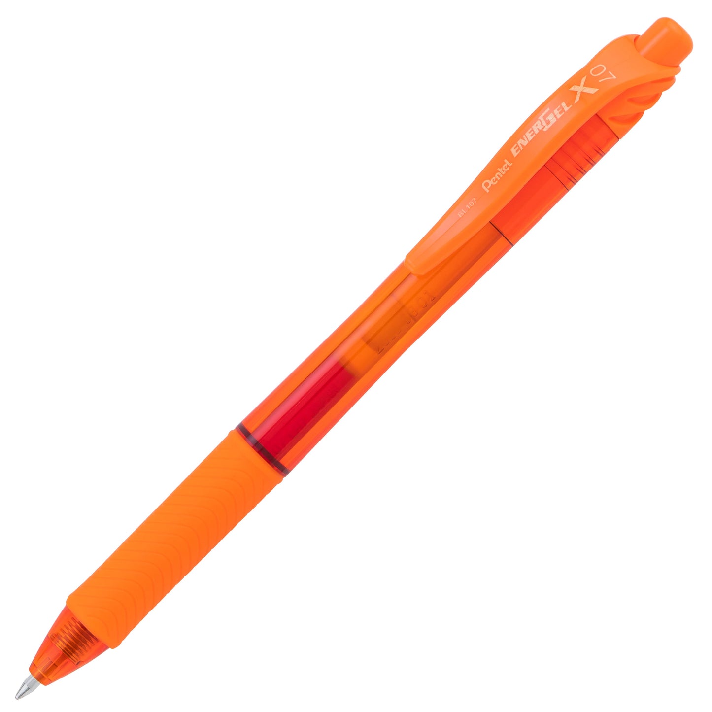 EnerGel-X Retractable Liquid Gel Pen, (0.7mm) Metal Tip, Medium Line, Orange Ink (BL107-F)
