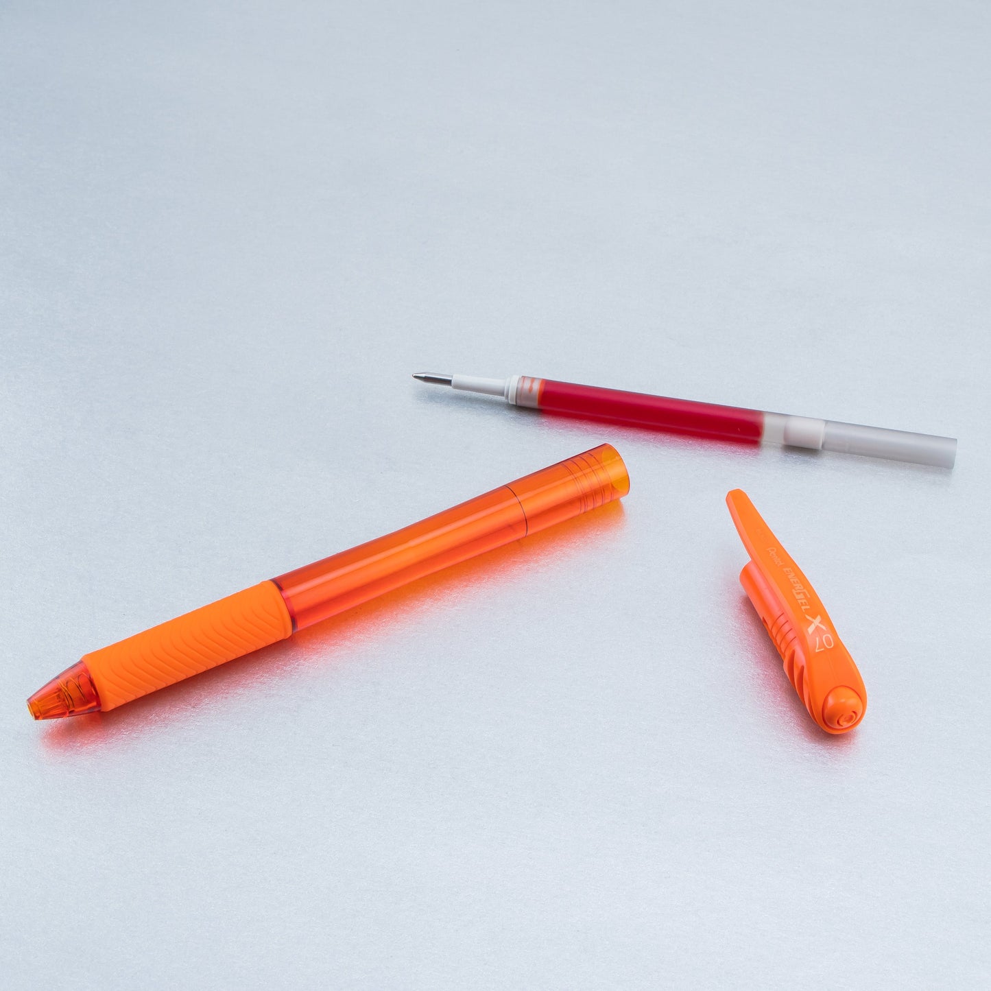 EnerGel-X Retractable Liquid Gel Pen, (0.7mm) Metal Tip, Medium Line, Orange Ink (BL107-F)