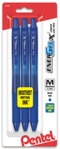EnerGel-X Retractable Liquid Gel Pen, (0.7mm) Metal Tip, Medium Line, Blue Ink 3-Pk (BL107BP3C)