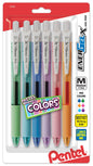 EnerGel-X Pastel Barrels Retractable, (0.7mm) Metal Tip, Medium Line, Assorted Ink (C/D/F/P/S/V) 6-Pk (BL107FBP6M)