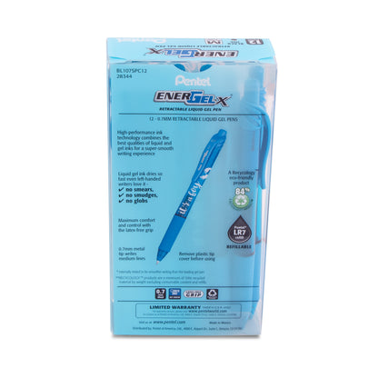 EnerGel-X Retractable Gel Pen, (0.7mm) Med. line, Sky Blue Ink- its a Boy Dozen Box (BL107SPC12)