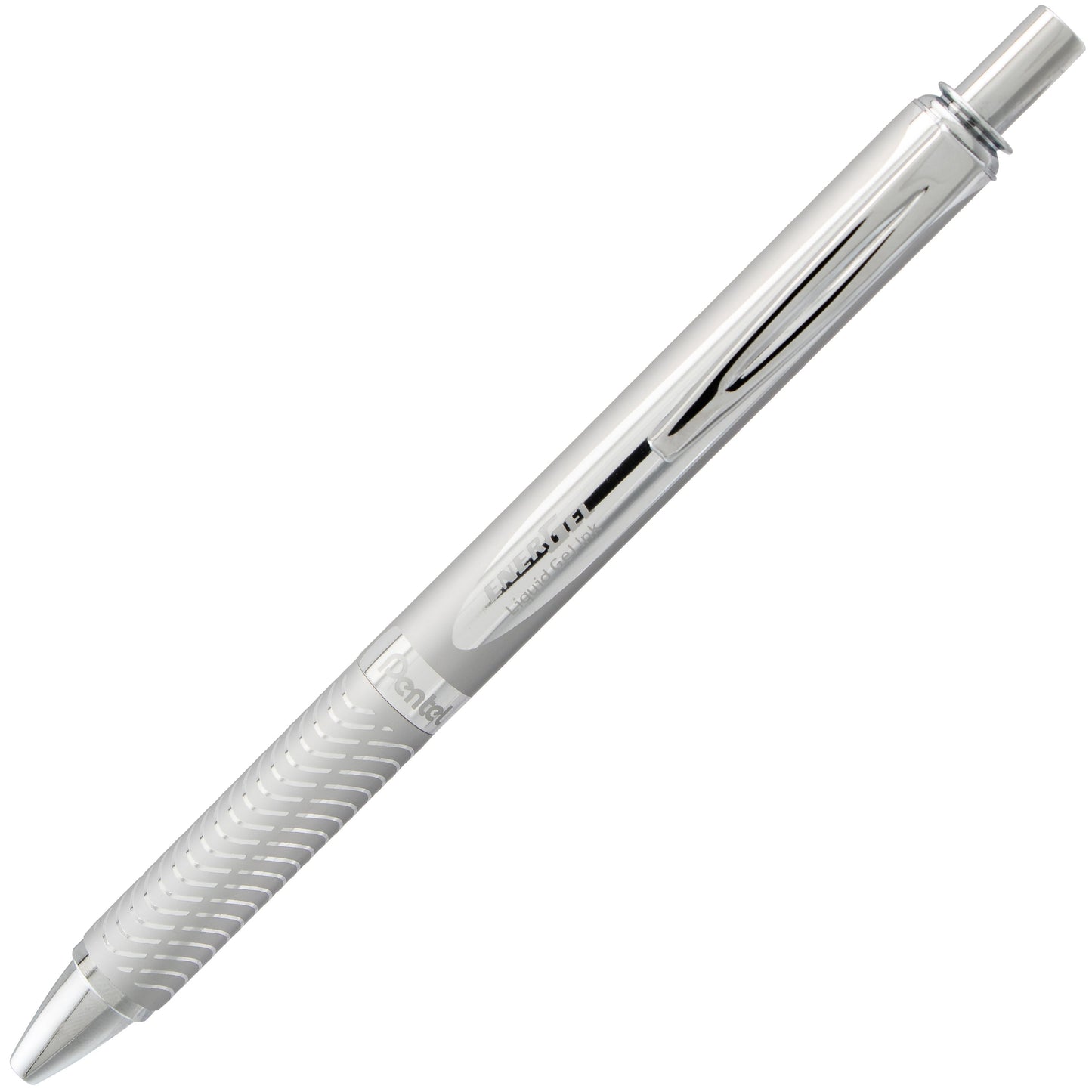 EnerGel Alloy Retractable Premium Liquid Gel Pen, (0.7mm) Metal Tip, Medium Line,Silver Barrel, Black Ink (BL407-A)