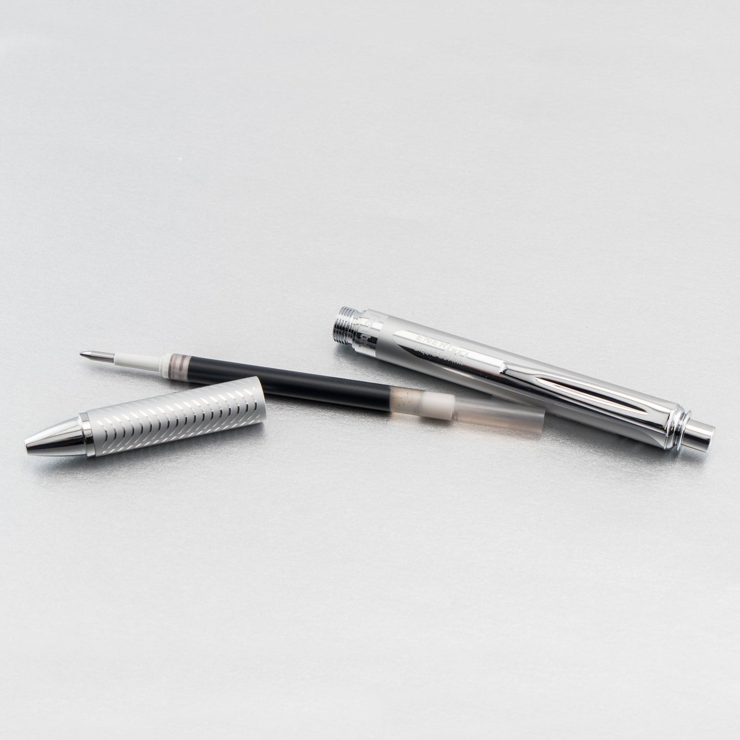 EnerGel Alloy Retractable Premium Liquid Gel Pen, (0.7mm) Metal Tip, Medium Line,Silver Barrel, Black Ink (BL407-A)