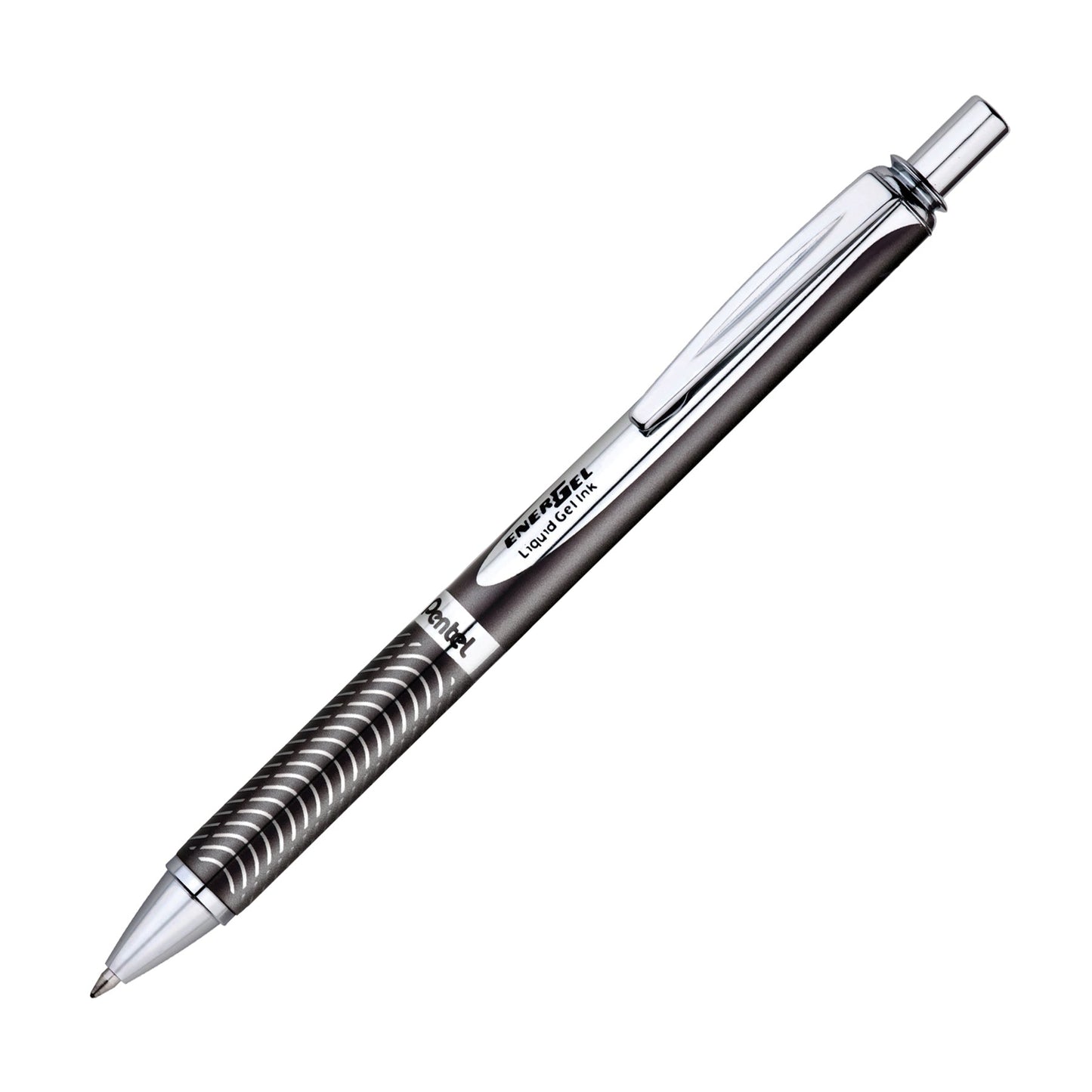 EnerGel Alloy Retractable Premium Liquid Gel Pen, (0.7mm) Metal Tip, Medium Line,Black Barrel, Black Ink (BL407A-A)