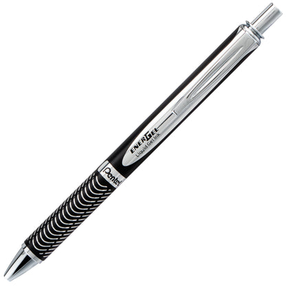 EnerGel Alloy Retractable Premium Liquid Gel Pen, (0.7mm) Metal Tip, Medium Line,Black Barrel, Black Ink (BL407A-A)