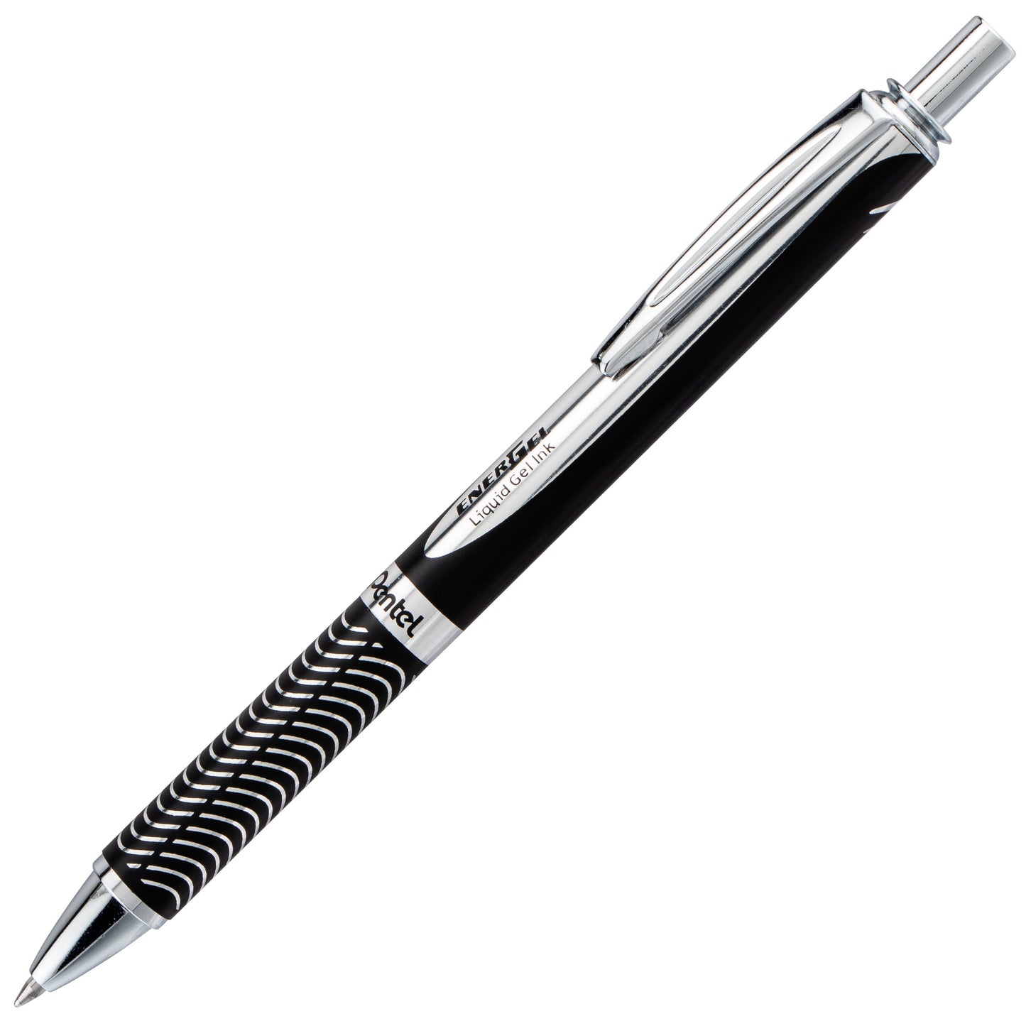 EnerGel Alloy Retractable Premium Liquid Gel Pen, (0.7mm) Metal Tip, Medium Line,Black Barrel, Black Ink (BL407A-A)