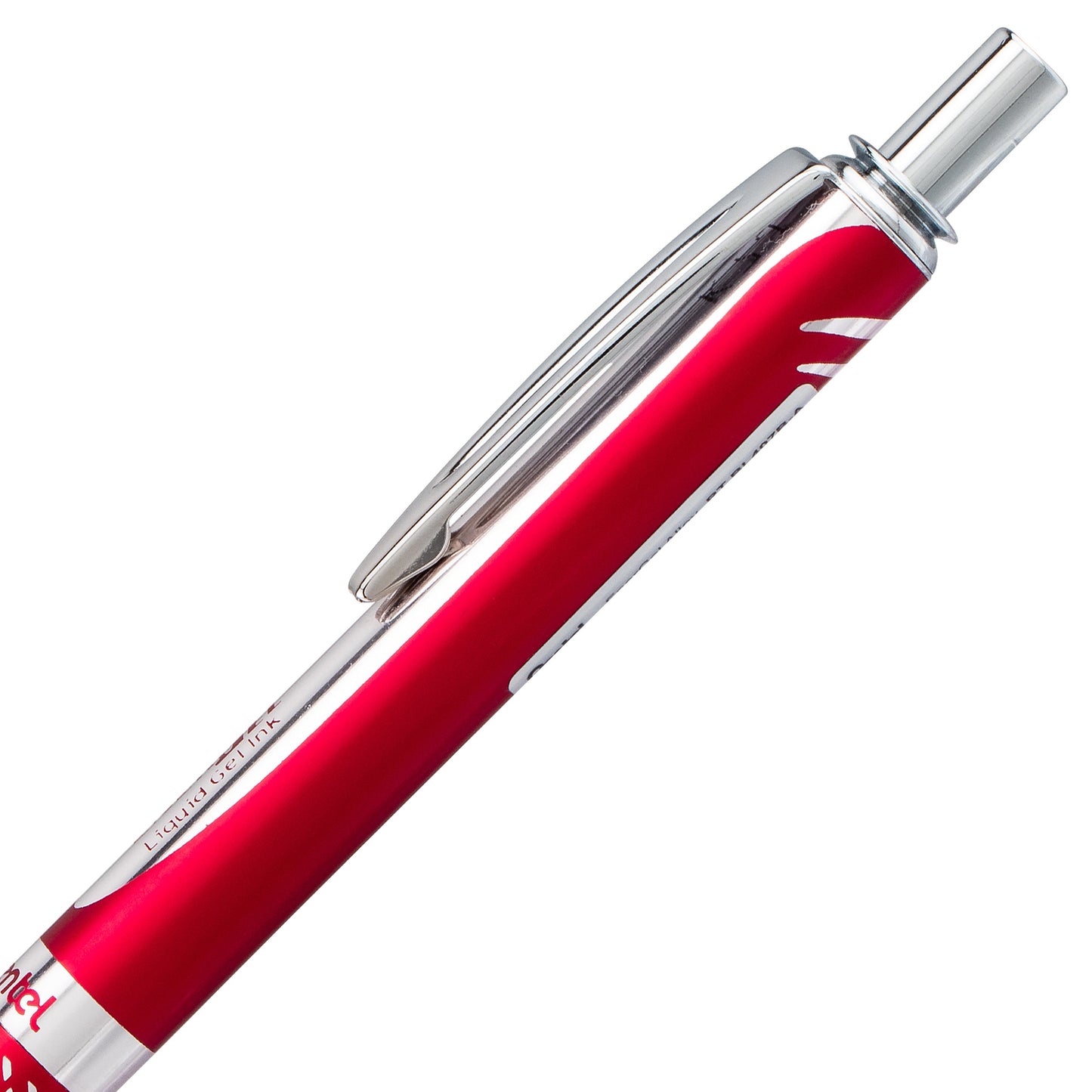 EnerGel Alloy Retractable Premium Liquid Gel Pen, (0.7mm) Metal Tip, Medium Line, Red Barrel, Black Ink (BL407B-A)