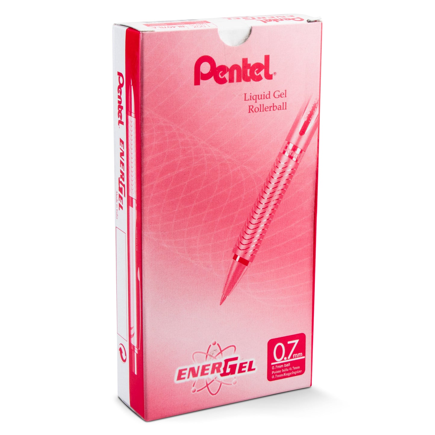 EnerGel Alloy Retractable Premium Liquid Gel Pen, (0.7mm) Metal Tip, Medium Line, Red Barrel, Black Ink (BL407B-A)