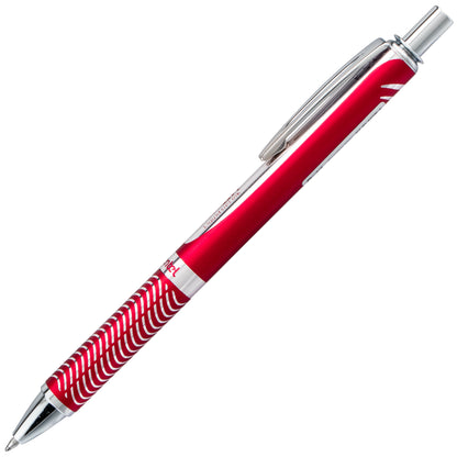 EnerGel Alloy Retractable Premium Liquid Gel Pen, (0.7mm) Metal Tip, Medium Line, Red Barrel, Black Ink (BL407B-A)