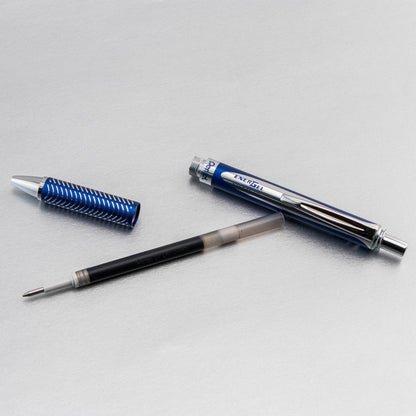 EnerGel Alloy Retractable Premium Liquid Gel Pen, (0.7mm) Metal Tip, Medium Line, Blue Barrel, Black Ink (BL407C-A)