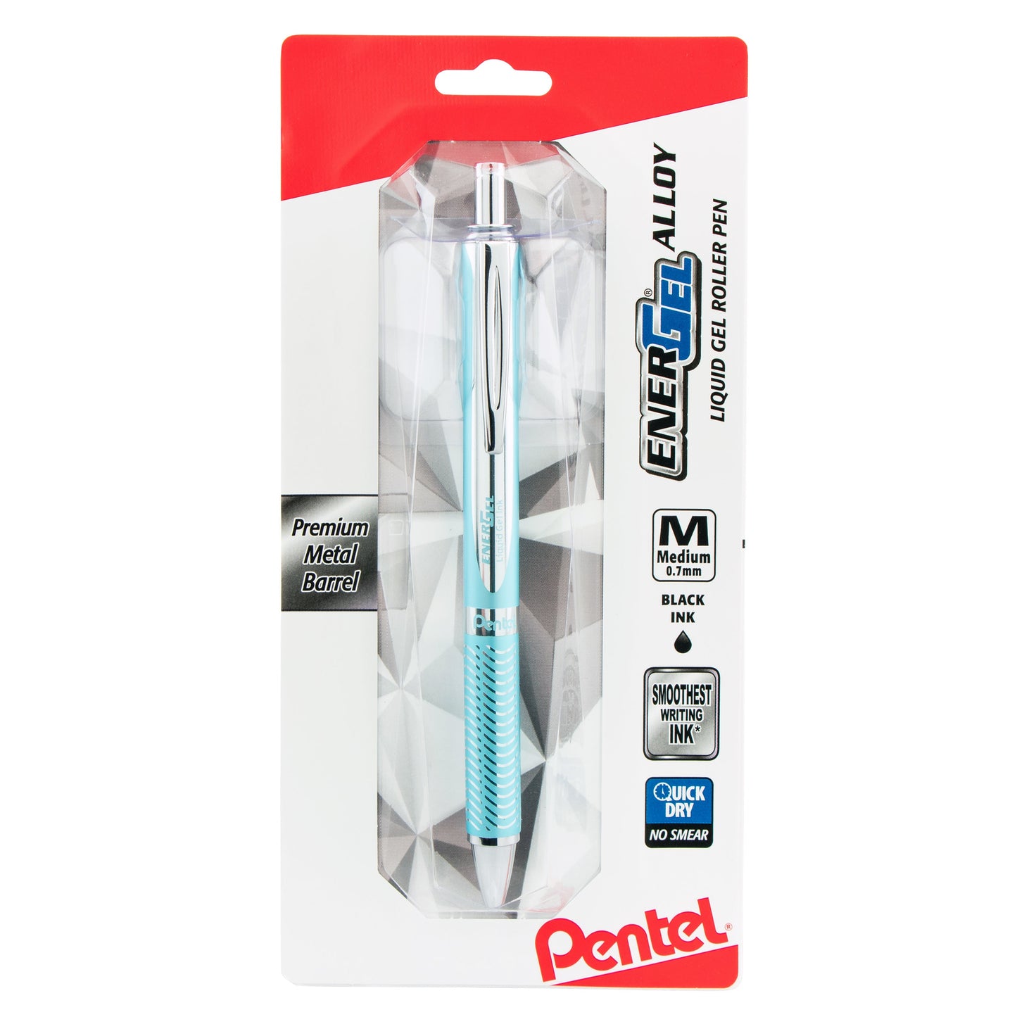 EnerGel Alloy Retractable Premium Liquid Gel Pen, (0.7mm) Aquamarine Barrel, Black Ink 1-Pk (BL407LSBPA)