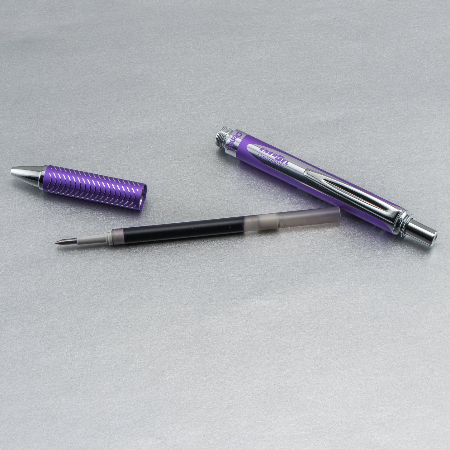EnerGel Alloy Retractable Premium Liquid Gel Pen, (0.7mm) Metal Tip, Medium Line, Violet Barrel, Violet Ink (BL407V-V)