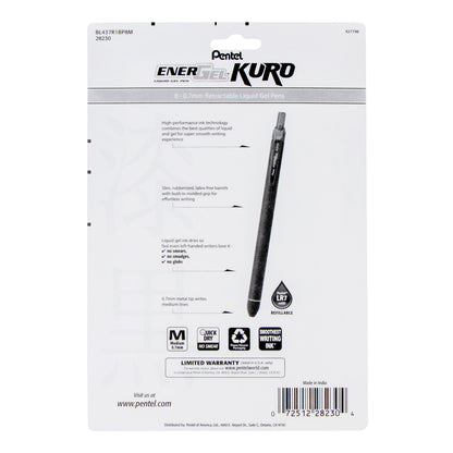 EnerGel Kuro Liquid Gel Pen, (0.7mm) Medium line, Assorted Ink (A,B,C,D,F,P,S,V), 8-pk (BL437R1BP8M)