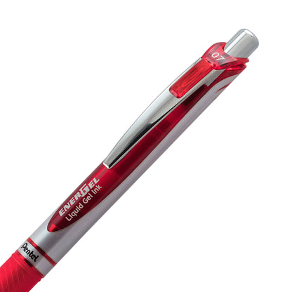 EnerGel RTX Retractable Liquid Gel Pen, (0.7mm) Metal Tip, Medium Line,Red Ink (BL77-B)