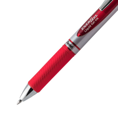 EnerGel RTX Retractable Liquid Gel Pen, (0.7mm) Metal Tip, Medium Line,Red Ink (BL77-B)