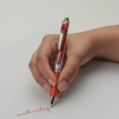 EnerGel RTX Retractable Liquid Gel Pen, (0.7mm) Metal Tip, Medium Line,Red Ink (BL77-B)