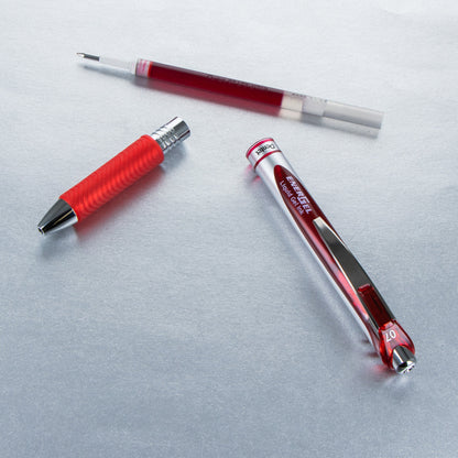 EnerGel RTX Retractable Liquid Gel Pen, (0.7mm) Metal Tip, Medium Line,Red Ink (BL77-B)