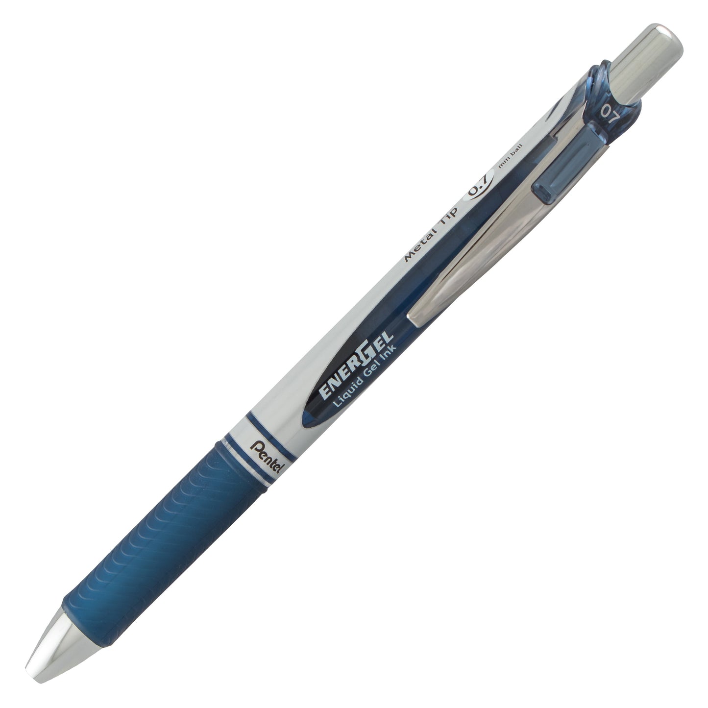 Pentel EnerGel RTX Retractable Liquid Gel Pen, (0.7mm) Metal Tip, Medium Line, Navy Blue Ink (BL77-CA)