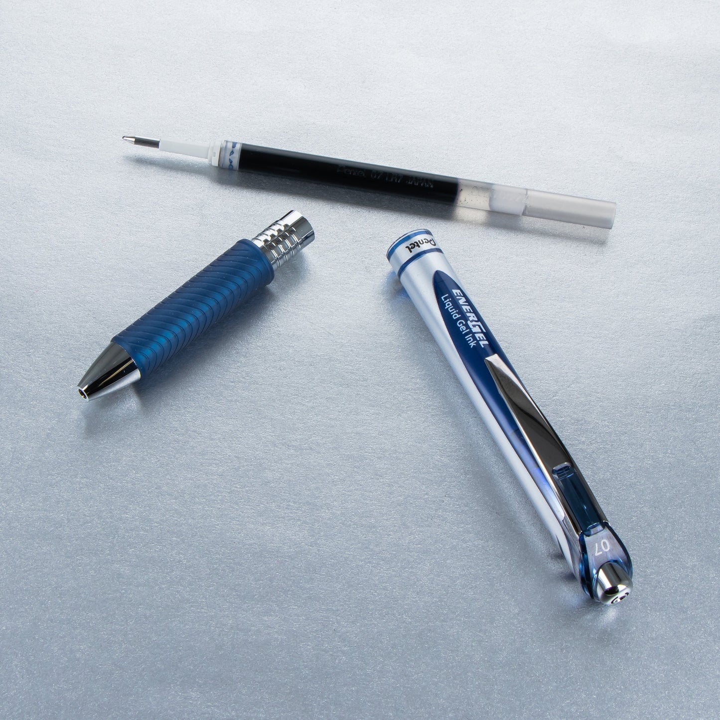 Pentel EnerGel RTX Retractable Liquid Gel Pen, (0.7mm) Metal Tip, Medium Line, Navy Blue Ink (BL77-CA)