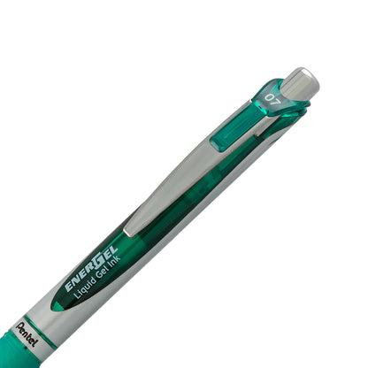 EnerGel RTX Retractable Liquid Gel Pen, (0.7mm) Metal Tip, Medium Line,Green Ink (BL77-D)