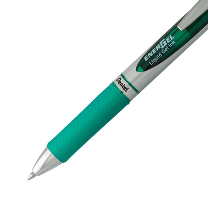 EnerGel RTX Retractable Liquid Gel Pen, (0.7mm) Metal Tip, Medium Line,Green Ink (BL77-D)