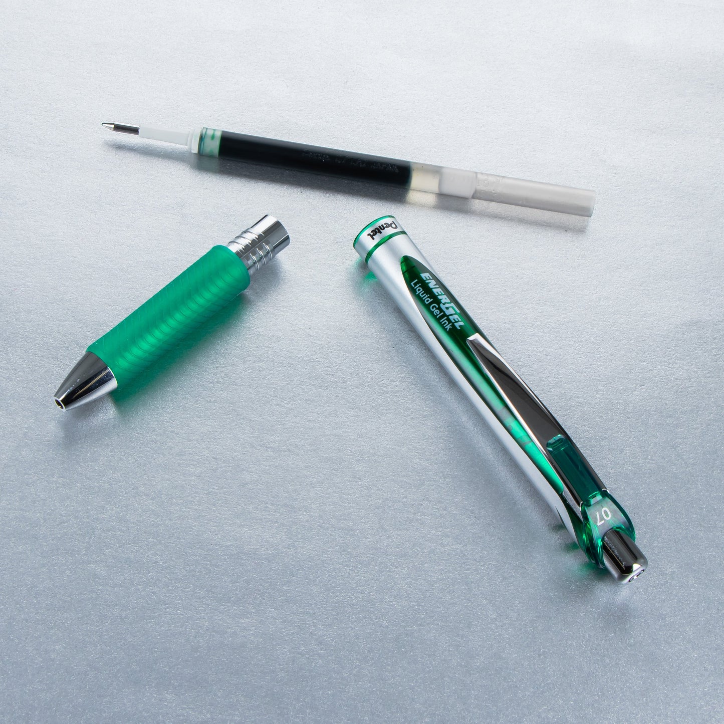 EnerGel RTX Retractable Liquid Gel Pen, (0.7mm) Metal Tip, Medium Line,Green Ink (BL77-D)