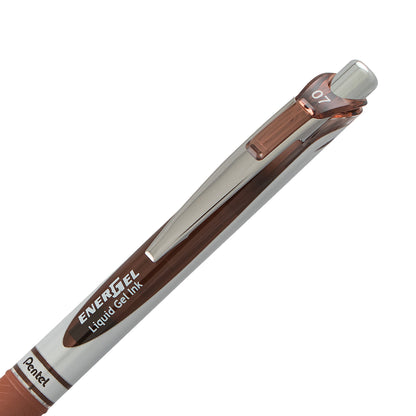 EnerGel RTX Retractable Liquid Gel Pen, (0.7mm) Metal Tip, Medium Line, Brown Ink (BL77-E)