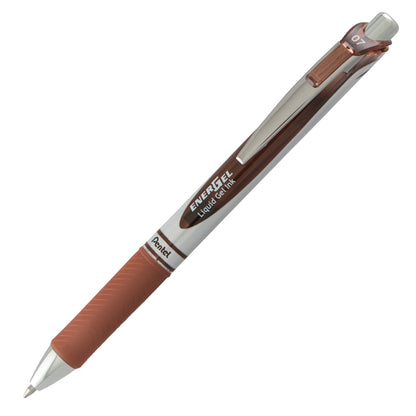 EnerGel RTX Retractable Liquid Gel Pen, (0.7mm) Metal Tip, Medium Line, Brown Ink (BL77-E)