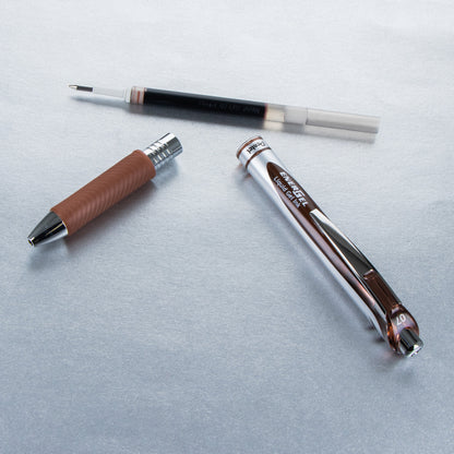 EnerGel RTX Retractable Liquid Gel Pen, (0.7mm) Metal Tip, Medium Line, Brown Ink (BL77-E)