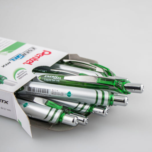 EnerGel RTX Retractable Liquid Gel Pen, (0.7mm) Metal Tip, Medium Line, Lime Green Ink (BL77-K)