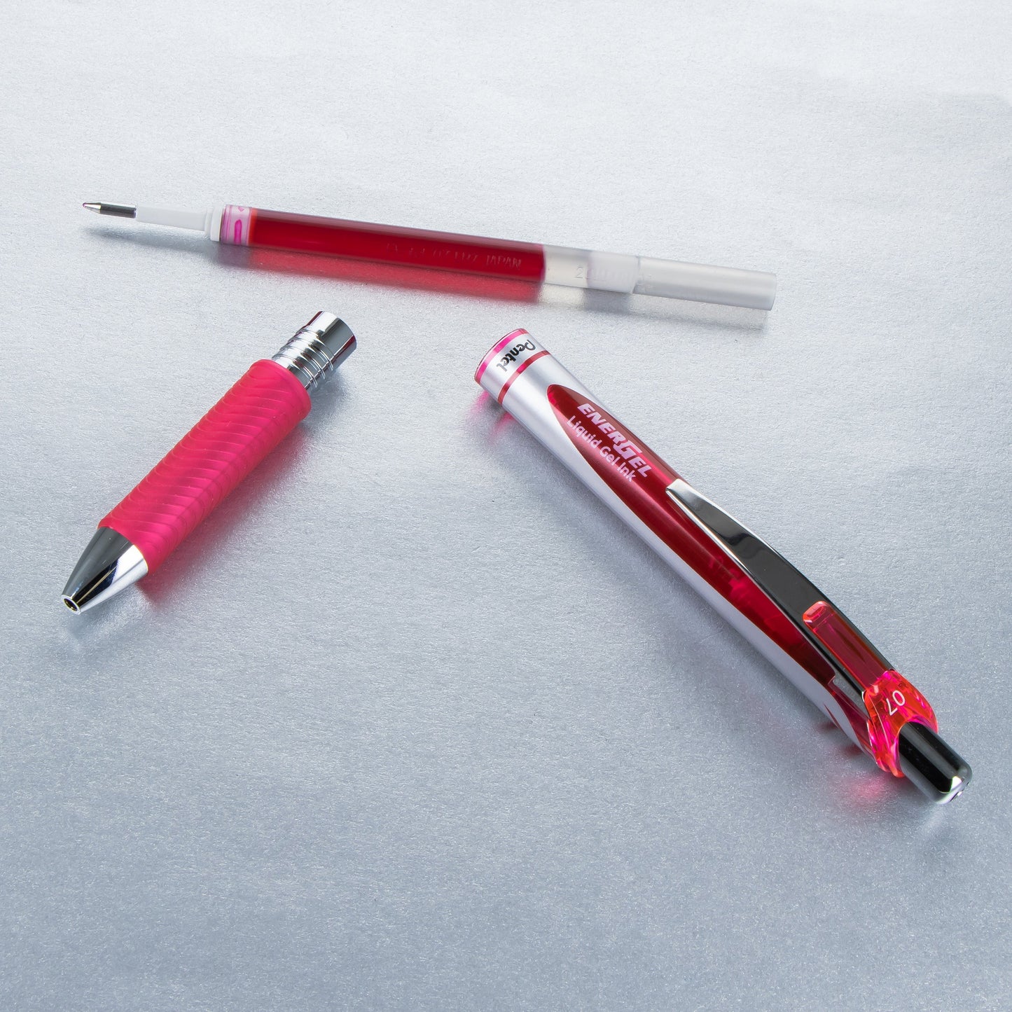 EnerGel RTX Retractable Liquid Gel Pen, (0.7mm) Metal Tip, Medium Line, Pink Ink (BL77-P)
