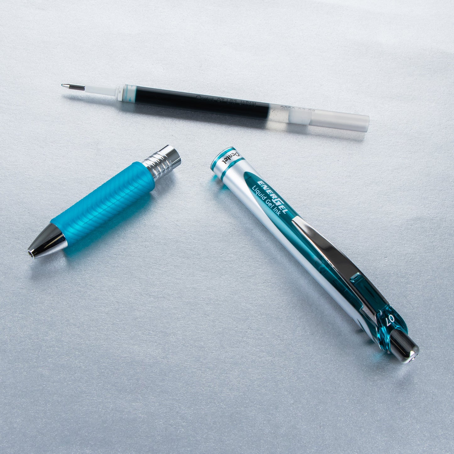EnerGel RTX Retractable Liquid Gel Pen, (0.7mm) Metal Tip, Medium Line, Turquoise Ink (BL77-S3)