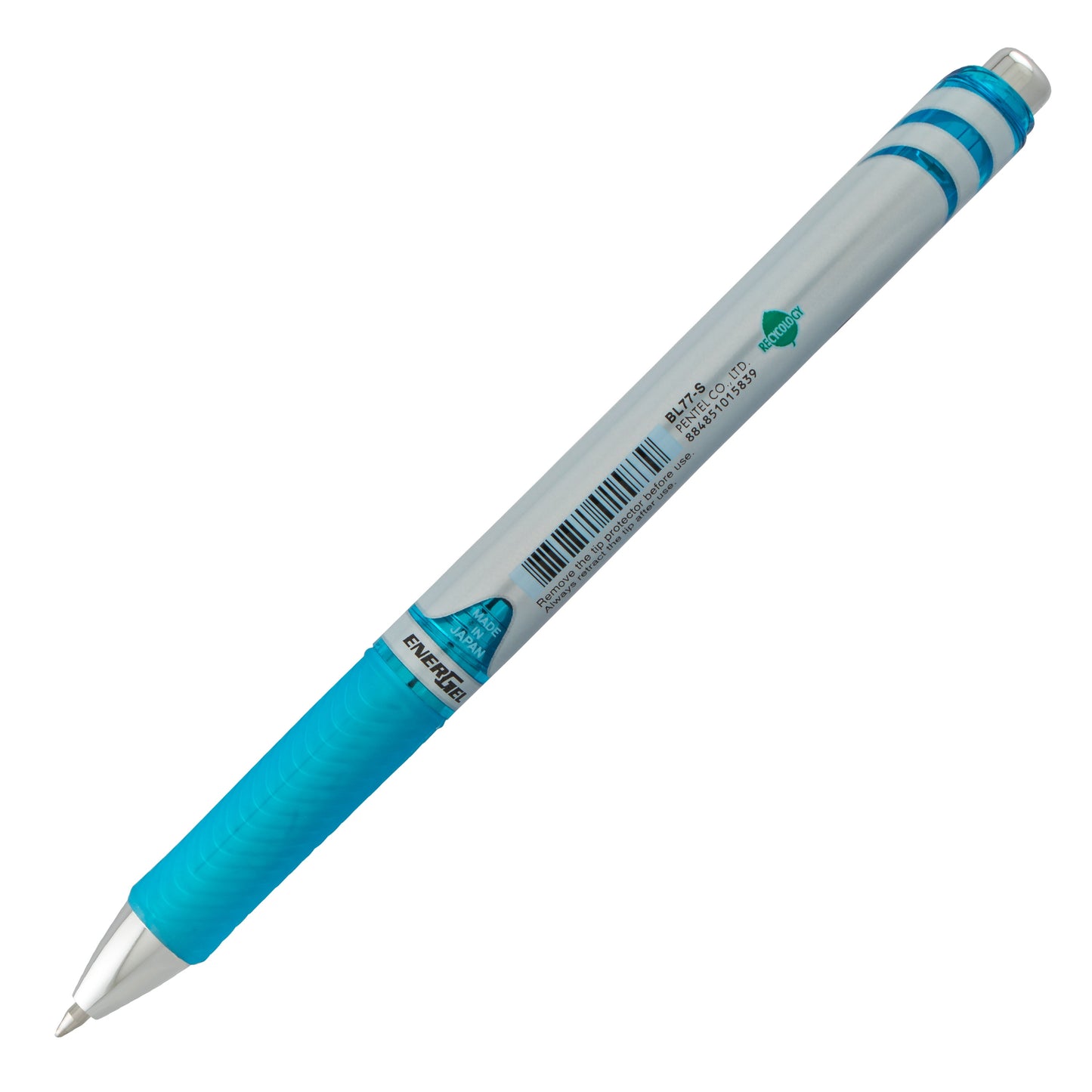 EnerGel RTX Retractable Liquid Gel Pen, (0.7mm) Metal Tip, Medium Line, Sky Blue Ink (BL77-S)